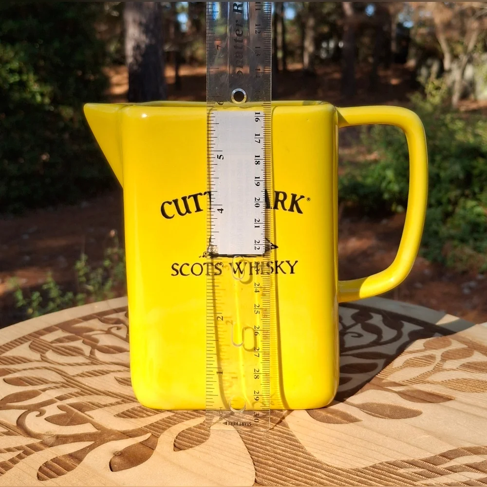 Cutty Sark Scots Whiskey Yellow Ceramic Stamped Numbered Pitcher Mexico Pottery